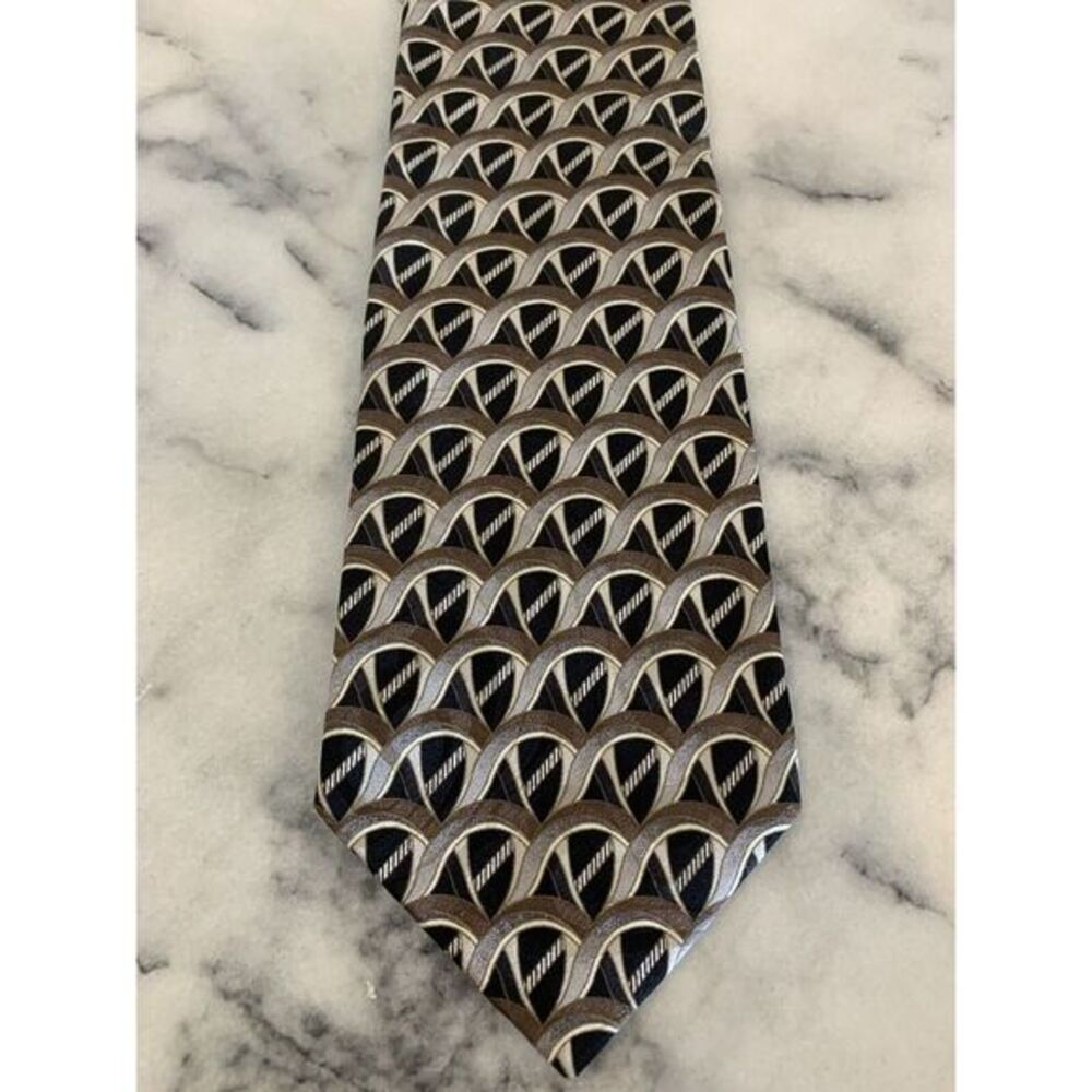 Honors 100% Silk Geometric Brocade Tie Made In USA